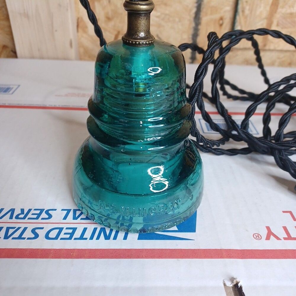 Glass Insulator Hanging Pendant Light with Wall Plug and Dimmable light Railroad - Picture 2 of 8